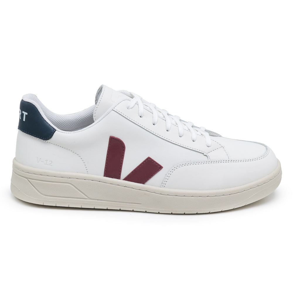 TÊNIS VERT V-12 COURO EXTRA WHITE MARSALA NAUTICO