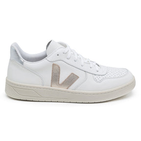 TÊNIS VERT V-10 COURO EXTRA WHITE PLATINE SILVER