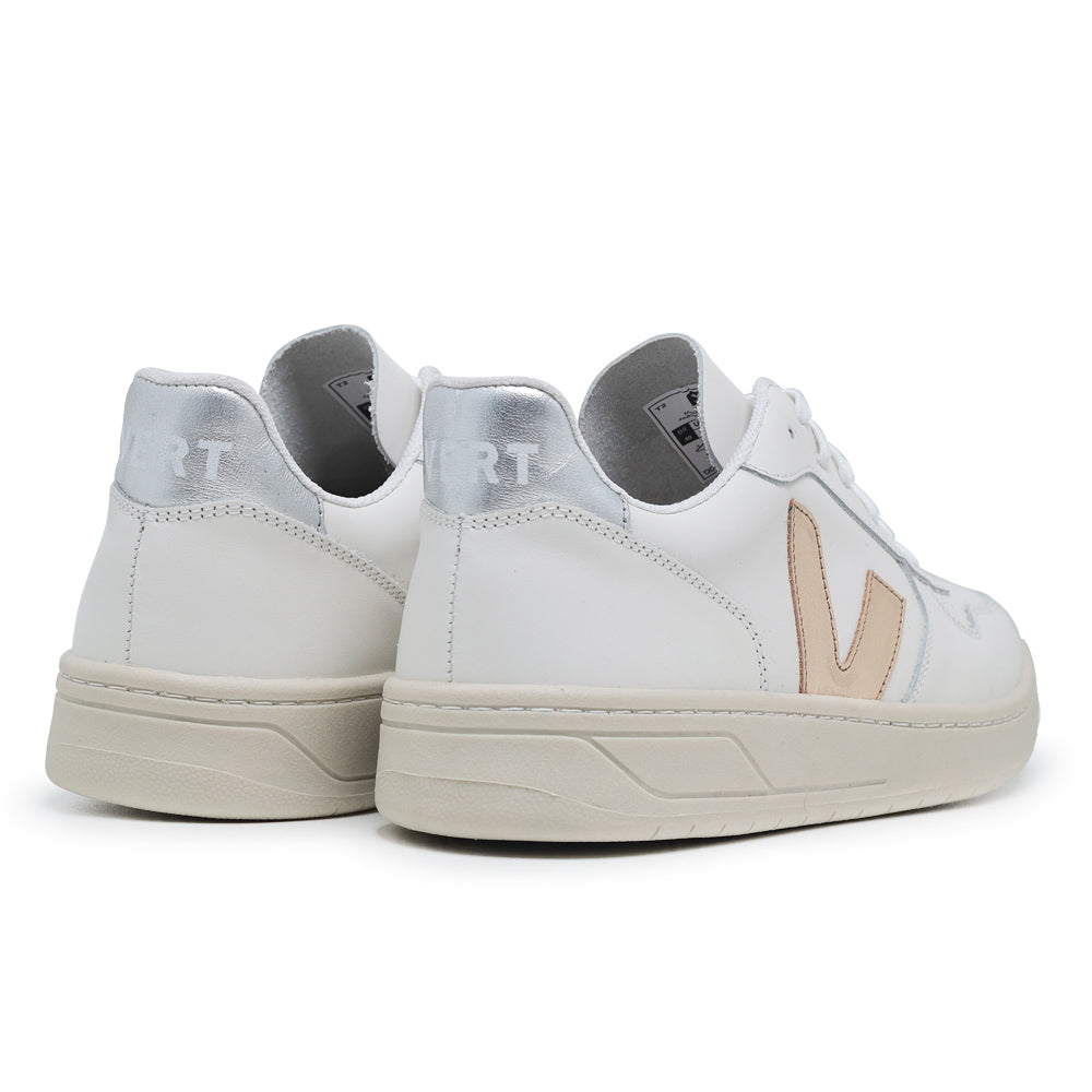 TÊNIS VERT V-10 COURO EXTRA WHITE PLATINE SILVER