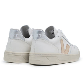 TÊNIS VERT V-10 COURO EXTRA WHITE PLATINE SILVER